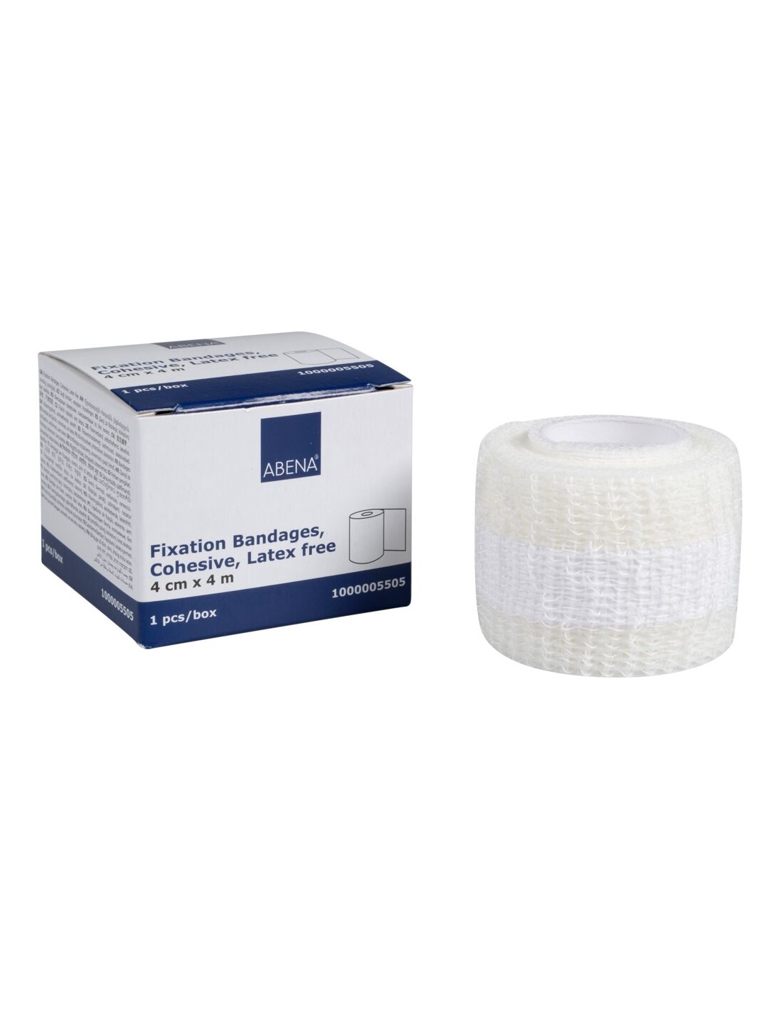 Bandaj de fixare autoadeziv ABENA - 4 m x 4 cm, alb, fara latex