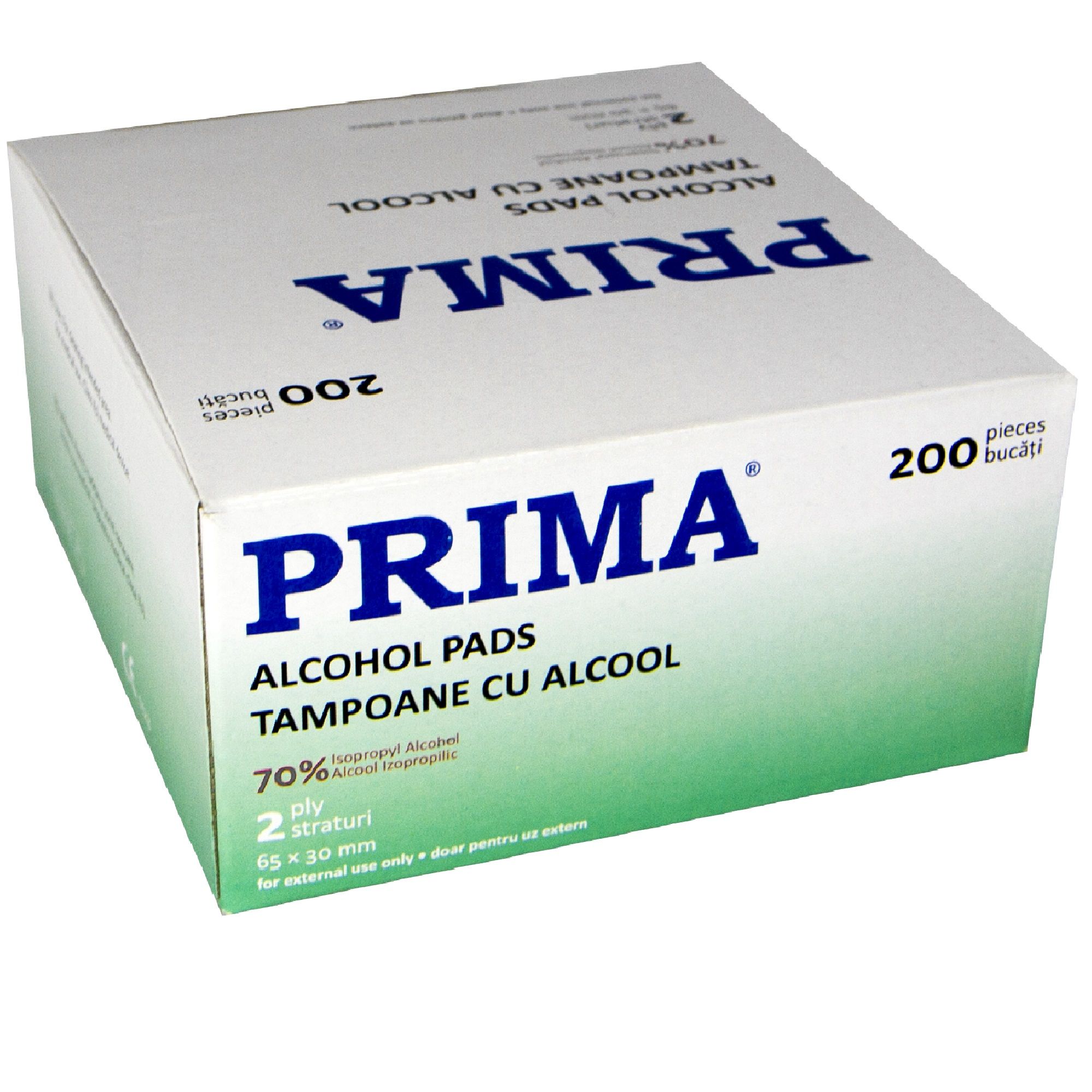 Tampoane impregnate cu alcool, PRIMA, 200 bucati, 6.5 x 3 cm, sterile