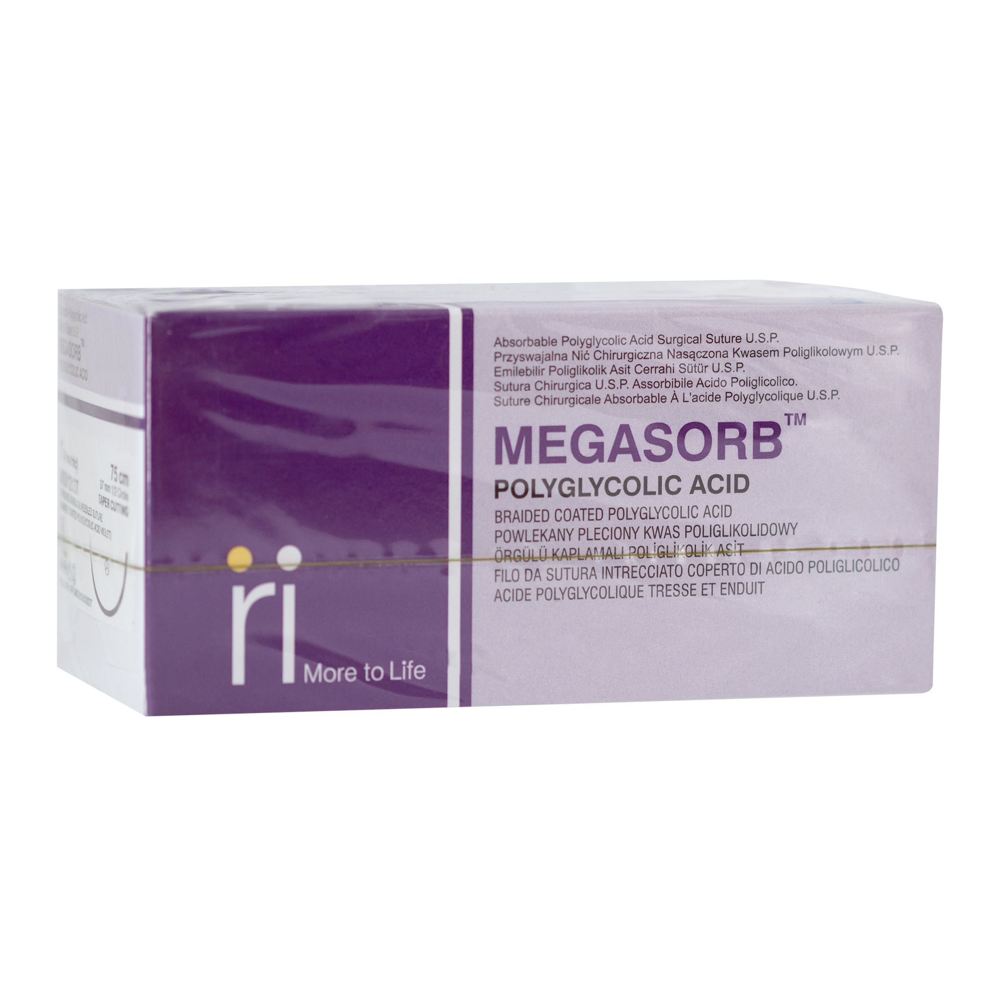 Sutura din acid poliglicolic, resorbabila, fir violet, USP 1, ac rotund 1/2, cerc lungime 40mm - 12 bucati