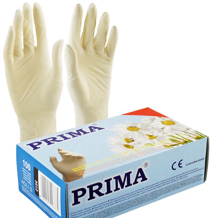 Manusi examinare latex albe usor pudrate  - 100 bucati