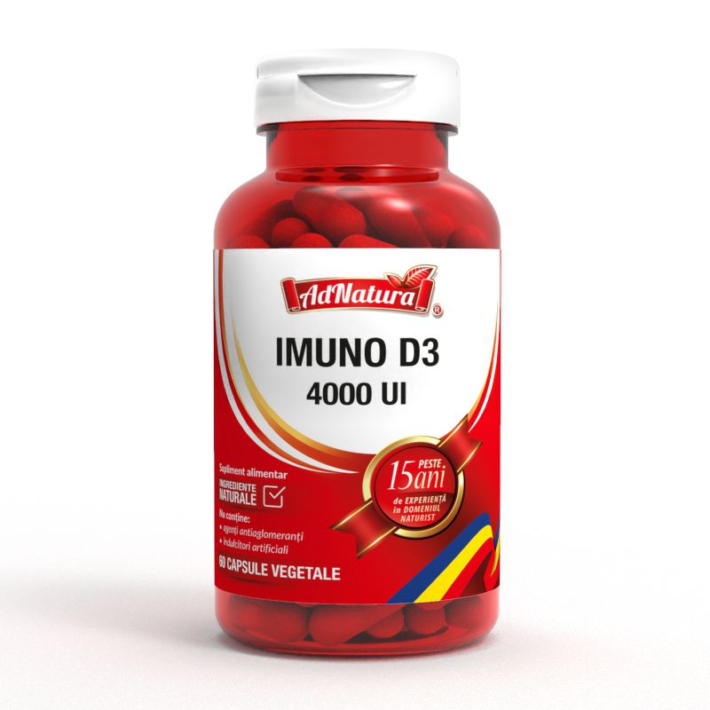 Imuno Vitamina D3 4000UI naturala, pentru imunitate si oase, Ad Natura, 60 capsule