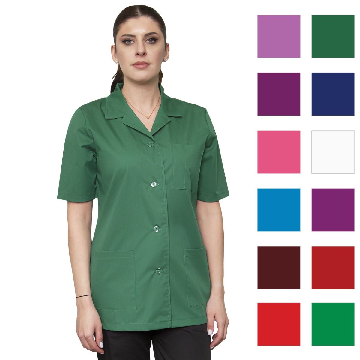 Halat dama ANA Premium verde inchis - Uniforma Medicala