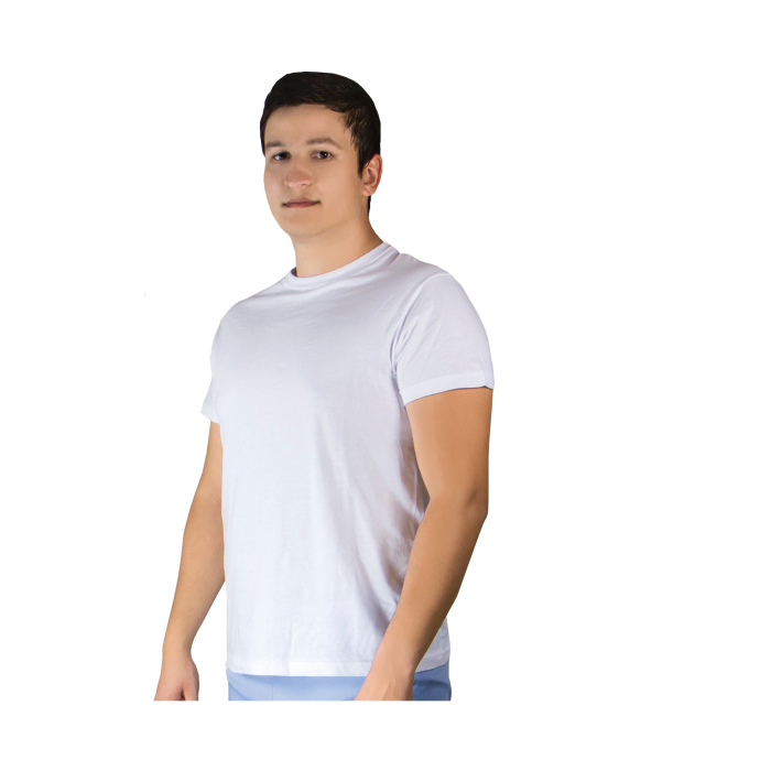Tricou unisex 100% bumbac alb cu guler rotund clasic