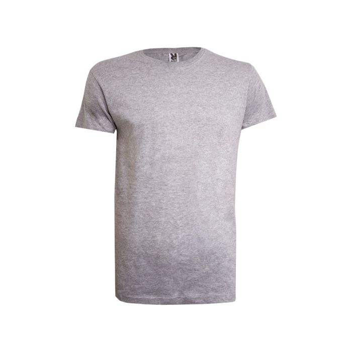 Tricou unisex 100% bumbac gri cu guler rotund clasic