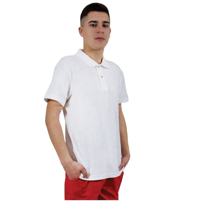 Tricou polo unisex, bumbac, alb