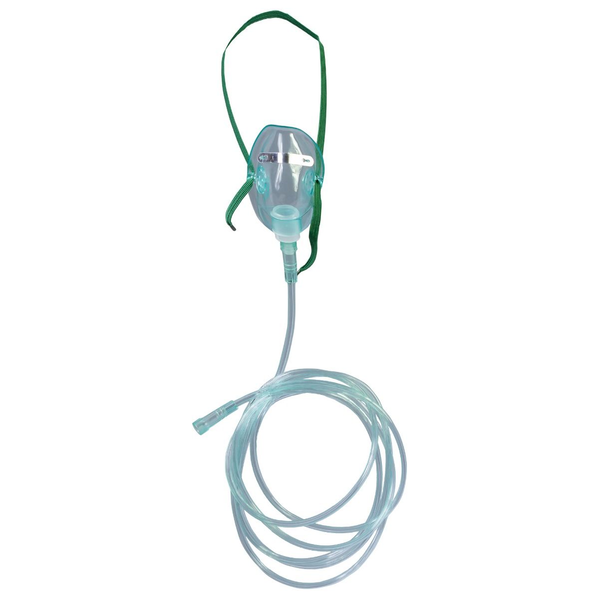Masca de oxigen pentru copii M, simpla, cu tub 205 cm, PP/PVC, alb/verde