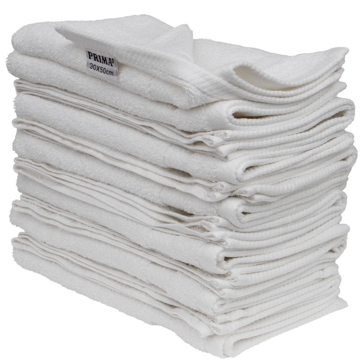 Set 12 prosoape baie, PRIMA, bumbac 100%, 30x50cm, 600g/m2, albe