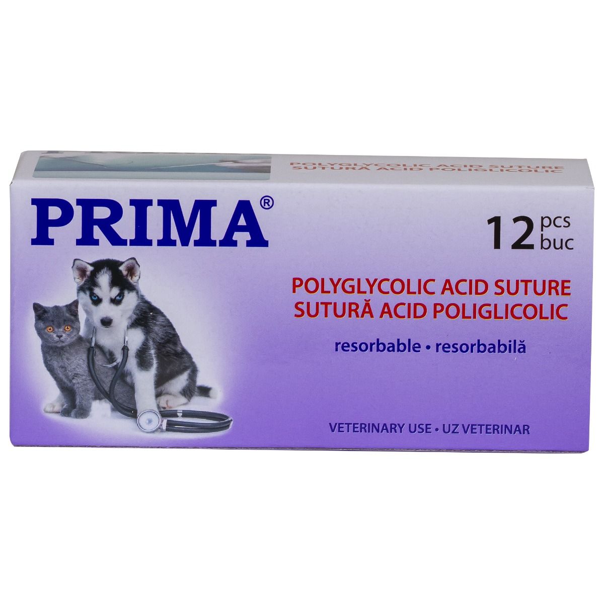 Sutura chirurgicala acid poliglicolic PRIMA 75cm ac rotund 1/2 30mm USP 2/0, uz veterinar, 12 bucati