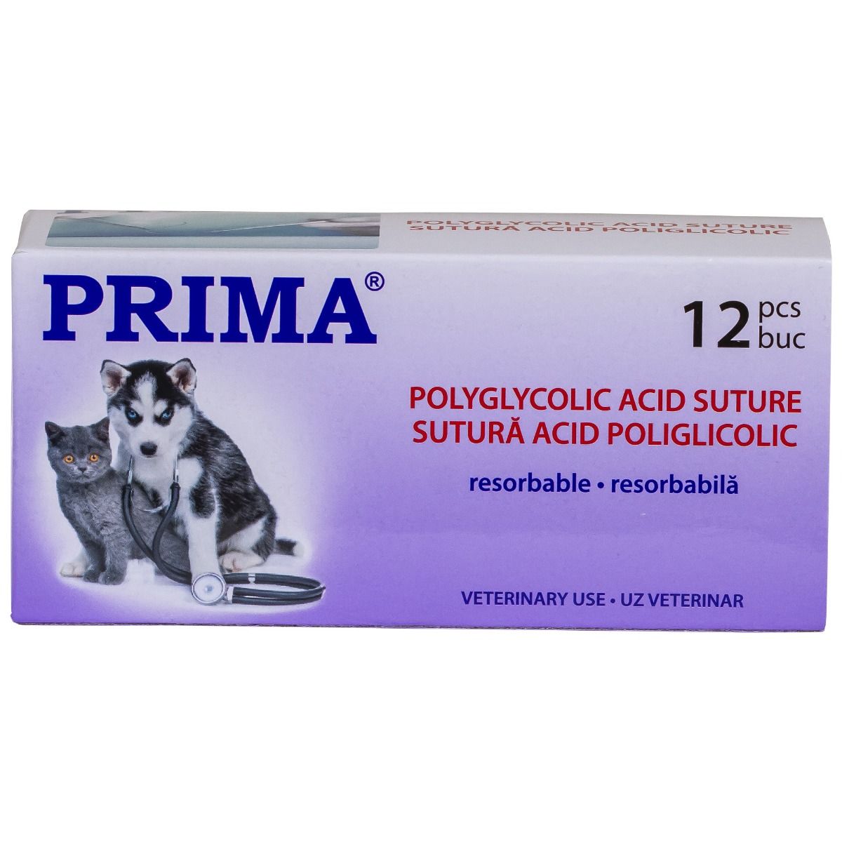 Sutura chirurgicala acid poliglicolic PRIMA 75cm ac Tapercut 1/2 30mm USP 1, uz veterinar, 12 bucati