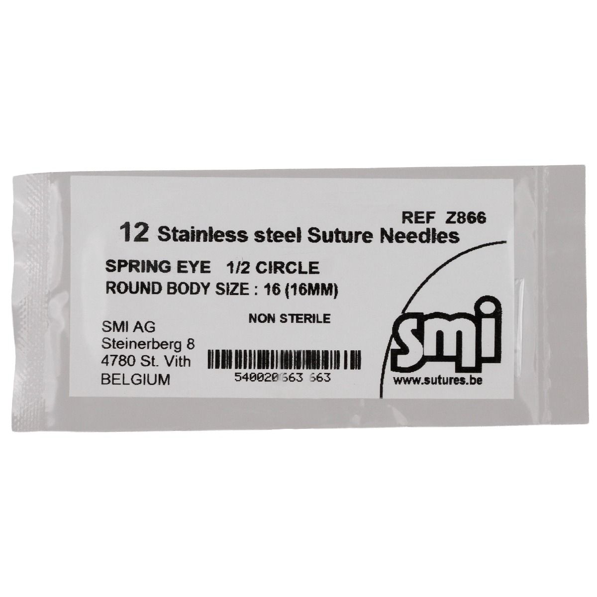 Ace chirurgicale veterinare tip GRF, cu varf rotund (taper point), 1/2 Cerc, 2 ochiuri, lungimi 16mm, nesterile, din inox, 12 bucati