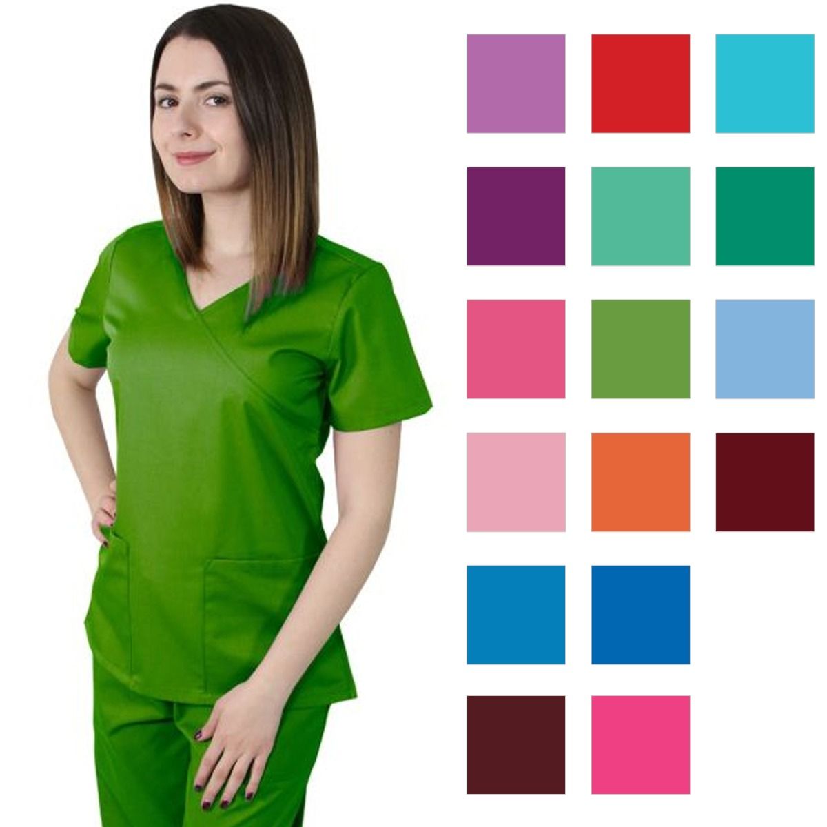 Bluza dama MIRA Premium verde absint - Uniforma Medicala