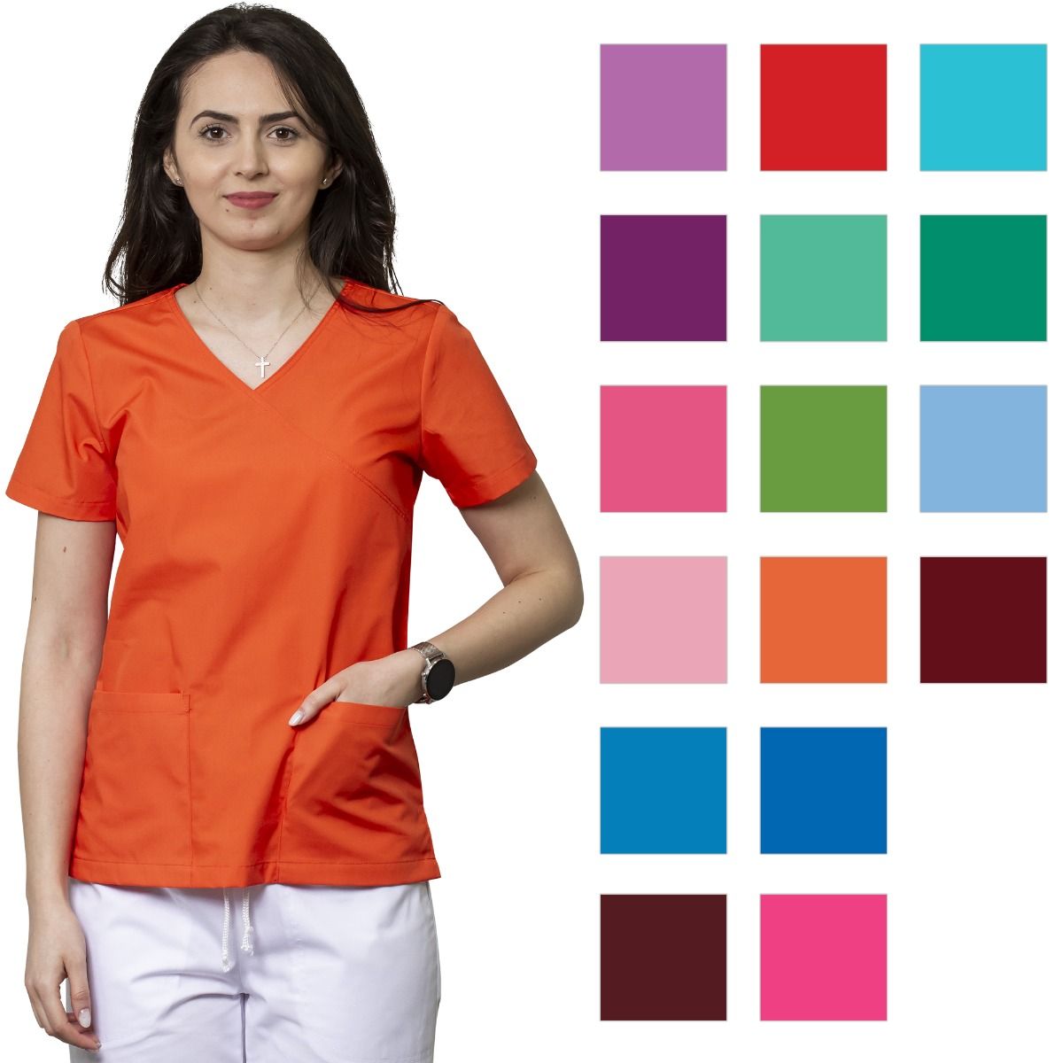 Bluza dama MIRA Premium portocalie - Uniforma Medicala