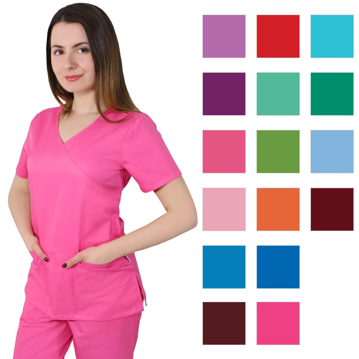 Bluza dama MIRA Clasic roz inchis - Uniforma Medicala