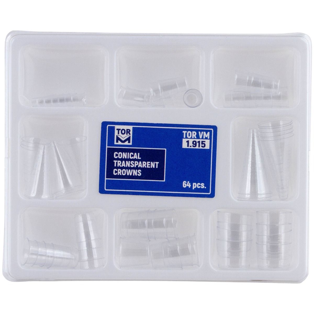 Cape celuloid transparente conice pentru dinti, universale, reconstructie coronara, 64 buc/set