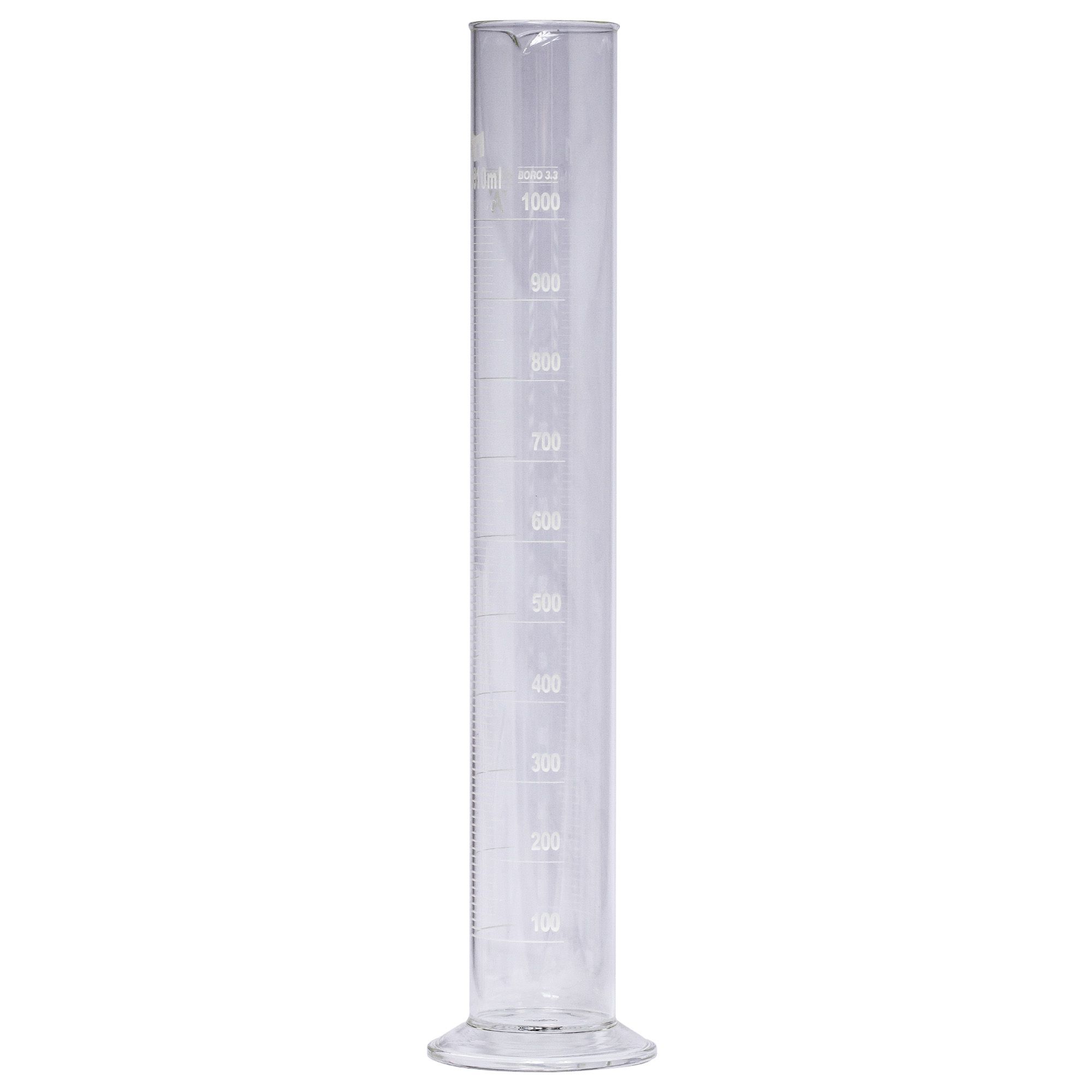 Cilindru gradat Clasa A, 1000 ml, din sticla borosilicata, cu cioc de turnare, transparent, pentru laborator