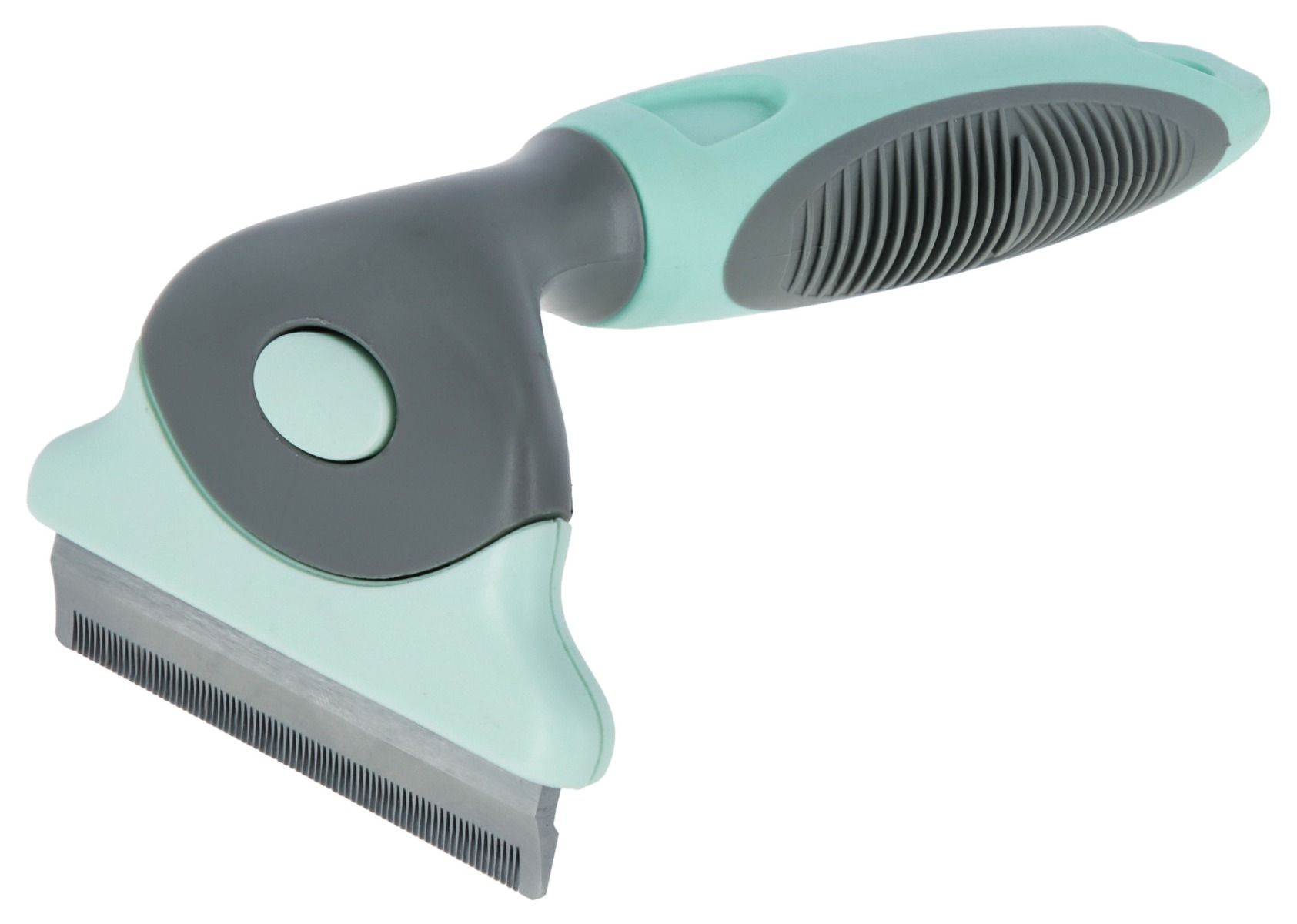 Perie trimmer caini, 15x7.5cm, otel inox si silicon, gri/verde