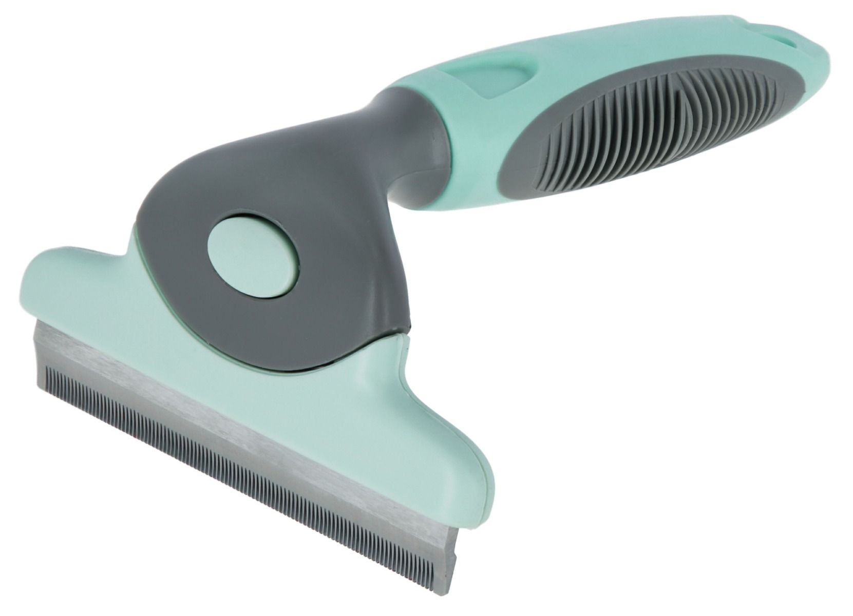 Perie trimmer caini, 15x10cm, otel inox si silicon, gri/verde