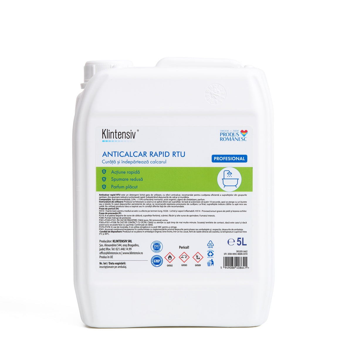 Klintensiv Anticalcar Rapid RTU – Detergent lichid cu efect anticalcar pentru grupuri sanitare