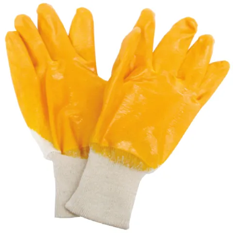 Manusi de protectie textile, 25cm, impregnate partial cu cauciuc, XL, galbene