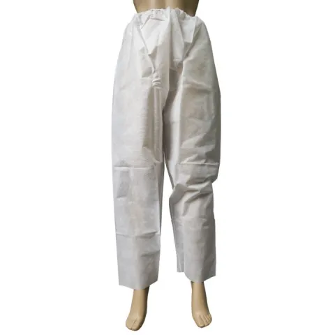 Pantaloni protectie SFI din polipropilena 50gr, cu banda elastica talie, albi, marime L (108x110cm) /XL (110x126cm), 1 bucata