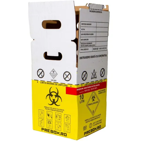 Cutie de carton cu sac pentru deseuri anatomo-patologice ADR, 10 litri