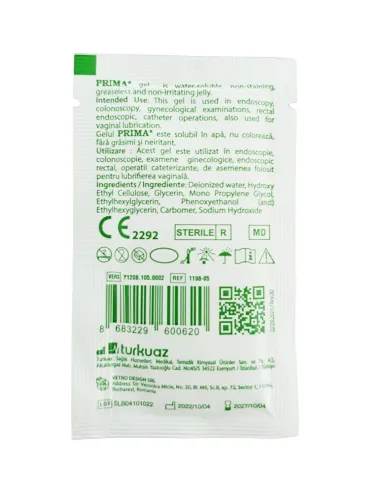 Gel lubrifiant steril PRIMA pentru uz medical, solubil in apa, hipoalergenic, transparent, 5 g, 100 bucati