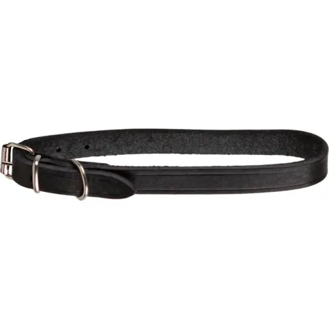 Zgarda din piele naturala pentru caini medii 29-35 cm, neagra, reglabila, 15 mm latime, Tuscany