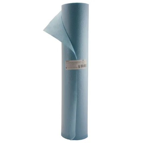 Rola cearceaf hartie laminat din polietilena si hartie, 50cm x 50m, albastru, 130 foi, pentru spa, masaj