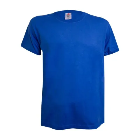 Tricou unisex 100% bumbac albastru cu guler rotund clasic