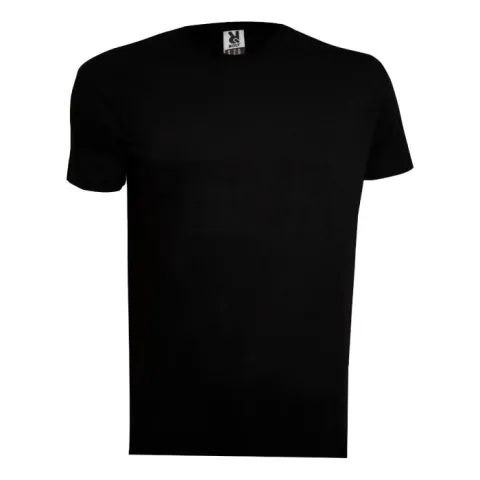 Tricou unisex 100% bumbac negru cu guler rotund clasic