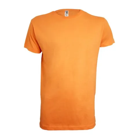 Tricou unisex 100% bumbac portocaliu cu guler rotund clasic