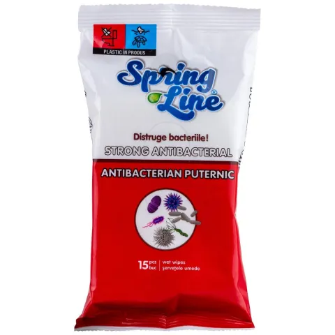 Servetele umede antibacteriene pentru maini, albe, 15 bucati