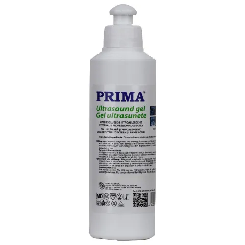 Gel ecografie transparent conductor pentru ultrasunete PRIMA, EKG si ECG, 250 ml