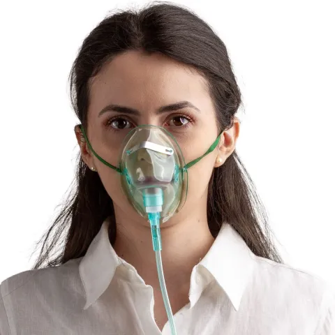 Masca de oxigen pentru adulti L, PRIMA pentru respiratie, furtun 255 cm, PP PVC, alb verde