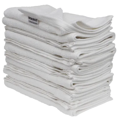 Set 12 prosoape baie, PRIMA, bumbac 100%, 30x50cm, 600g/m2, albe