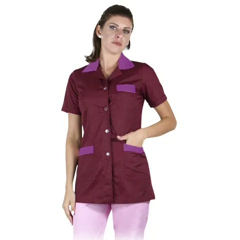 Halat scurt camerista SIA Premium grena cu bordura mov, M