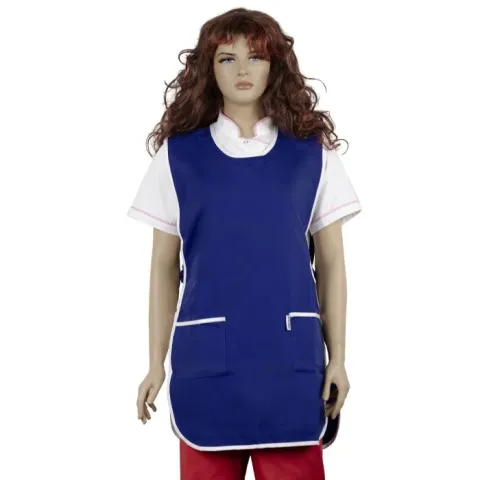 Poncho dama pentru industria alimentara Modern Clasic, 2 buzunare, talie ajustabila, albastru royal, uniforma lucru horeca si curatenie