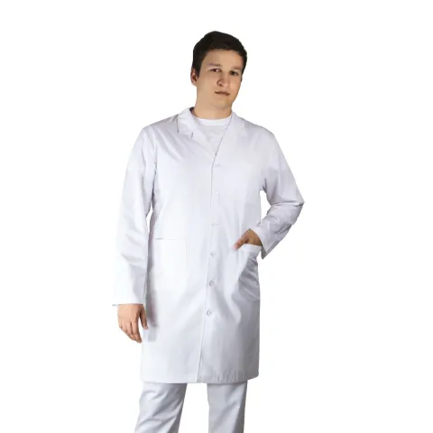 Halat lung barbati LUCA Premium alb, XS - Uniforma Medicala