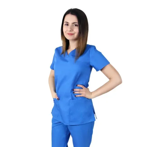 Bluza dama TINA Clasic albastra - Uniforma Medicala