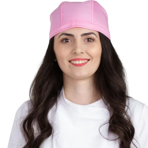 Bonetă medicală modernă, cu legături, tercot 170 g/m², roz deschis