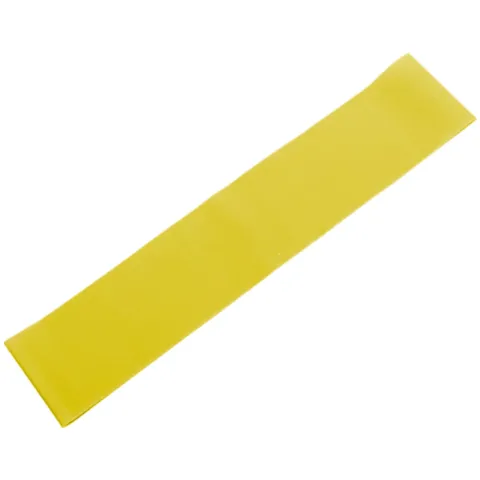 Banda elastica din cauciuc pentru exercitii si antrenament fitness, 1500x150x0.45mm, galbena - banda cauciucata de rezistenta medie pentru sala, pilates si stretching