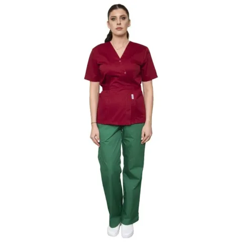 Bluza dama KIRA Premium tip kimono grena - Uniforma Medicala
